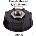 Pikkukuva 2 / 4: IBC S60X6 karkeakierteinen vesisäiliön sovitin letkuliitännällä Rostf 4-part inner wire