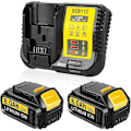 Miniatyrbilde 1 av 5: Kompatibel 2-pakning 8.0ah 20v/18v Dcb184 Erstatning for Dewalt Batteri + 4a Lader Kompatibel med Dewalt Batteri og Lader Dcb180 Dcb181 Dcb-182 Dcb 3