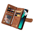 Pikkukuva 5 / 5: Xiaomi Redmi Note 14 5G Kotelo Vetoketjullinen Lompakko Useita Korttipaikkoja Nahkainen Puhelinkotelo Multicolor Brown