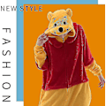 Pikkukuva 4 / 4: Mukava Unisex Aikuisten Onesie-Pyjama Flanelli Cosplay Eläin Yksikokoinen Halloween-Puku Nukkumisasu Kotiasu Q Ningling 85cm - Täydellinen Pooh Pooh XL