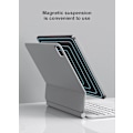 Miniatyrbillede 5 af 5: Til iPad Pro 12.9 (2022)/(2021)/(2020)/(2018) Læder Tablet Stand Case Bluetooth Tastatur Multicolor White