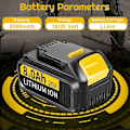 Miniatyrbilde 2 av 5: Kompatibel 2-pakning 8.0ah 20v/18v Dcb184 Erstatning for Dewalt Batteri + 4a Lader Kompatibel med Dewalt Batteri og Lader Dcb180 Dcb181 Dcb-182 Dcb 3
