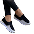 Miniatyrbillede 1 af 5: Slip-on damesko, platform loafers, afslappede, åndbare skridsikre sko Black 44