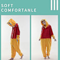Pikkukuva 3 / 4: Mukava Unisex Aikuisten Onesie-Pyjama Flanelli Cosplay Eläin Yksikokoinen Halloween-Puku Nukkumisasu Kotiasu Q Ningling 85cm - Täydellinen Pooh Pooh XL