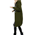 Pikkukuva 5 / 5: Naisten vetoketjullinen pitkä fleece-huppari pluskoko Army Green Army Green 5XL