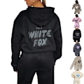 Miniatyrbilde 4 av 5: Hettegenser og bukse sett for kvinner - White Fox - Hvit Svart Black M