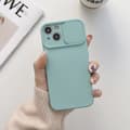 Miniatyrbild 1 av 5: [KK] Compatible with iPhone 12; Light blue shockproof silicone case with iPhone, solid color sliding camera cover, soft and comfortable. light blu light blue iPhone 12
