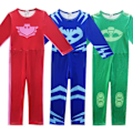 Miniatyrbillede 1 af 5: Pyjamasheltene Unisex Børn - hel dragt + øjenmaske R NX R Red PJ Masks - Storlek: röd 100 cl