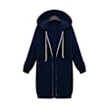 Pikkukuva 1 / 5: Naisten vetoketjullinen pitkä fleece-huppari pluskoko Navy Blue Navy Blue XL