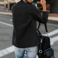 Pikkukuva 4 / 5: Naisten taskullinen takki napit sotilas takki Y musta Black XL
