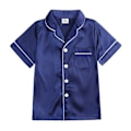 Miniatyrbilde 3 av 5: Satin Pyjamas Sett Silke Pjs Korte Ermer Barnas Nattøy Blå 120 Blå Blå blue 120