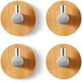 Självhäftande krokar - 4 delar - Bambu - Rostfritt stål - Samtida design