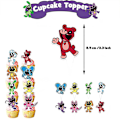 Miniatyrbilde 5 av 5: Gaver Hjemmedekor Bursdagsfest Tilbehørsett Smiley Critters Tema Banner Ballonger Kake Toppers