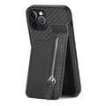 För iPhone 12 Pro Max kolfiber vertikalt flip-blixtlåsfodral