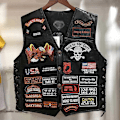 Miniatyrbild 1 av 4: Harley Väst Läder Väst MC-Väst 42 Broderat Märke Läder Väst Herr black S