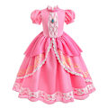 Miniatyrbillede 2 af 5: Prinsesse Peach kjole kostume til piger cosplay fødselsdagsfest 140cm