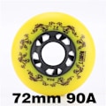 Miniatyrbilde 1 av 5: PCS Hvite/Gule Inline Skøyter Hjul 90A Yellow 72mm 8pcs