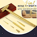 Miniatyrbillede 2 af 5: 5-i-1 Mikro Mini Multifunktions Kobberhammer, Multifunktionel Hammer Skruetrækker Mini Kobberhammer Gold