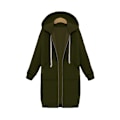 Pikkukuva 1 / 5: Naisten vetoketjullinen pitkä fleece-huppari pluskoko Army Green Army Green M