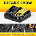 Miniatyrbilde 5 av 5: Kompatibel 2-pakning 8.0ah 20v/18v Dcb184 Erstatning for Dewalt Batteri + 4a Lader Kompatibel med Dewalt Batteri og Lader Dcb180 Dcb181 Dcb-182 Dcb 3