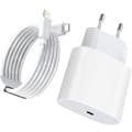 20W hurtiglader - USB C til Lightning - 2m - Kompatibel med iPhone/iPad - Ladeblokk