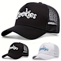 Miniatyrbillede 4 af 4: Mænds Broderet Mesh Baseball Cap Sommer Justerbar Åndbar Trucker Hat Gave Black