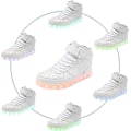 Miniatyrbilde 3 av 5: LED-Sko med Lys for Kvinner og Menn, Høye Blinkende Sko, USB-Lading, Snøresko for Par White 44