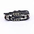 Miniatyrbild 1 av 4: Retro Faux Läder Gitarrarmband, Zinklegering Rockmusik Gitarr Läderarmband Black