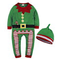 Miniatyrbild 2 av 4: Jultomten Barn En-Delad Jul Cosplay Kostym Grön Green 95cm