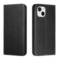 [KK] Kompatibel med iPhone 14 kolfibertextur magnetiskt flipfodral i läder