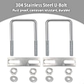 Miniatyrbilde 2 av 5: Firkantede U-Bolter, 70 X 110 Mm U-Bolter I Rustfritt Stål, M8 U-Bolt Med Mutter, Rammeplate Og Skive, M8 U-Bolt For Festing Av Plater Og Rør (70 X