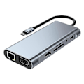 Miniatyrbild 1 av 5: CASA 11 i 1 USB C HUB Dockningsstation med 4K -Kompatibel, VGA, USB 3.0-port, Typ C PD, RJ45 Ethernet, SD