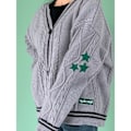 Miniatyrbillede 2 af 5: Taylor Swift Star Folklore Cardigan Stjernebroderet Oversized Strikket Trøje Grå M