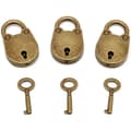 3 stk. mini messing antikke hængelåse Antik stil lås Mini lås med