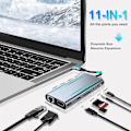 Miniatyrbild 3 av 5: CASA 11 i 1 USB C HUB Dockningsstation med 4K -Kompatibel, VGA, USB 3.0-port, Typ C PD, RJ45 Ethernet, SD