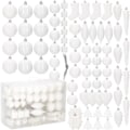 Miniatyrbilde 4 av 4: SPRINGOS® 72 stk. Juletrekuler Tredekorasjon, Pynt, Kongler, Godteri, Gaver, Stjerner, Tre - Hvit Hvit