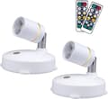 Batteridrivna LED-spotlights med fjärrkontroll, dimbar timer, justerbart huvud för väggkonst och accentbelysning, 2-pack, vit