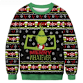 Miniatyrbillede 1 af 3: Grinch Juletrøje Par Rund Hals Unisex Langærmet B L