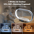 Miniatyrbilde 5 av 5: Trådløs Lader Sengelampe, Touch med USB-Port, Induksjonslader med Klokke, Bordlampe med 3 Fargemoduser og Dimbar, Tre & Hvit
