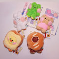 Miniatyrbillede 4 af 5: Brødserie Tegnet plysdukke Kawaii Frø And Ornament Fyldt nøglering.CA square bread