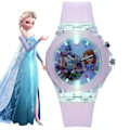 Pikkukuva 1 / 4: Hohtava Frozen-aiheinen tyttöjen kello, LED-valolla varustettu kvartskello #6