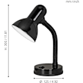 Miniatyrbillede 3 af 4: Enkel sengebordslampe, skrivebords- og læselampe i stål og sort plast, E27-fatning