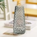 Miniatyrbilde 2 av 5: Dekorativ vase, moderne halvtransparent grå, vase for kontor, hjem, flat, ananasstruktur