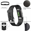Pikkukuva 2 / 5: INF Fitbit Charge 2 ranneke silikoni 3-pakkaus (S)—ca Sort/grå/hvid