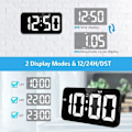 Miniatyrbild 5 av 5: Digital Väggklocka Stor Skärm 11'' Stor Digital Klocka med Automatisk Dimning 12/24H Tyst Väggklocka för Vardagsrumsdekor