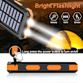 Miniatyrbillede 3 af 5: Solcelleoplader 20000mAh Solcelle Powerbank Vandtæt Bærbar Oplader med Dobbelte 5V USB-Porte/LED Orange