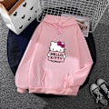 Miniatyrbilde 1 av 5: Tegneserie Sanrio Hello-kitty søt hettegenser for kvinner koreanske jenter mote genser vår og høst modell klær avslappet langermet L L rosa（ca） L pink