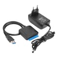 USB til SATA datakabel, 2.5/3.5 tommers USB3.0 enkel drivenhetskabel SATA harddiskadapterkabel (EU-kontakt)