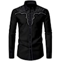 Miniatyrbillede 1 af 4: Western Cowboyskjorta för Mænd Mode Slim Fit Design Sort 2 XL Black 2 XL