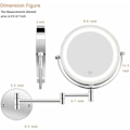 Miniatyrbild 3 av 5: LED-belyst sminkspegel - 10x förstoring, upplyst väggmonterad badrumsspegel, dubbelsidig flexibel svanhals, 360° rotation med USB-kabel